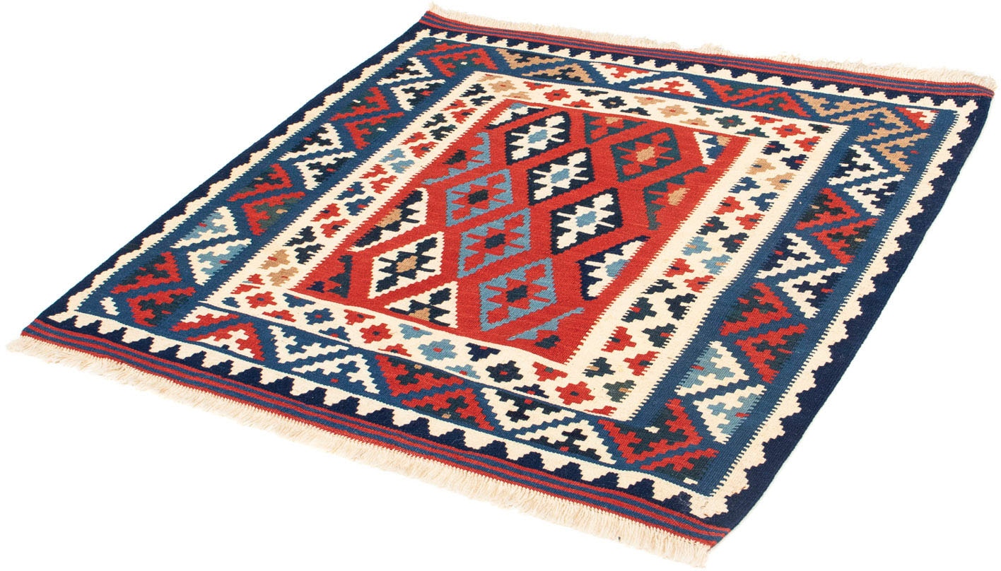 morgenland Wollteppich »Kelim - Oriental quadratisch - 104 x 100 cm - dunkelblau«, quadratisch, Wohnzimmer, Einzelstück von morgenland