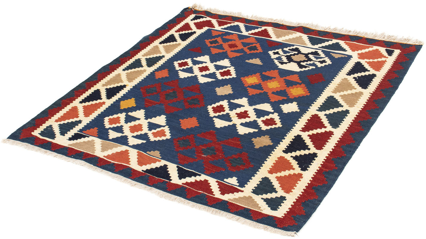 morgenland Wollteppich »Kelim - Oriental quadratisch - 104 x 102 cm - dunkelblau«, quadratisch, Wohnzimmer, Einzelstück von morgenland