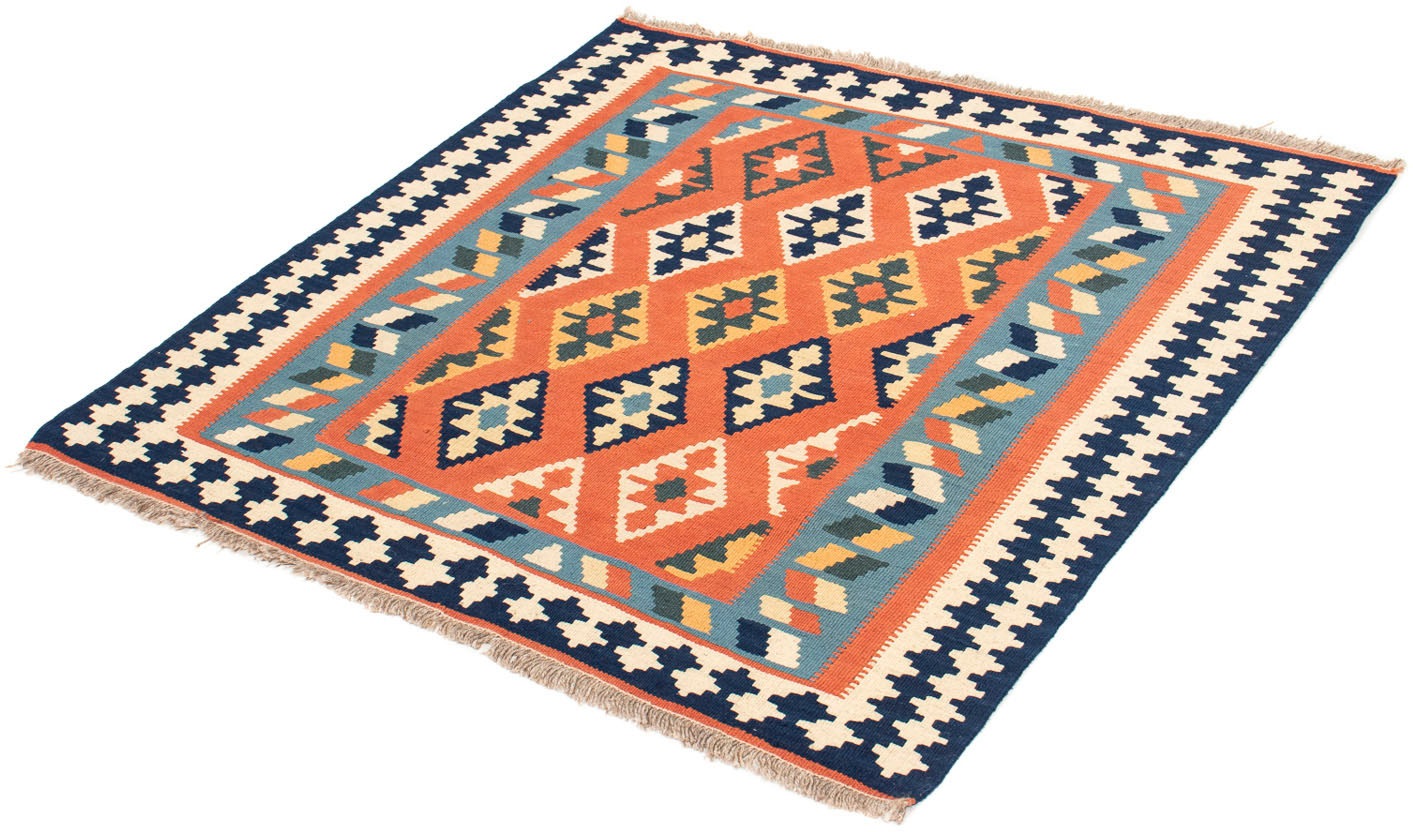 morgenland Wollteppich »Kelim - Oriental quadratisch - 104 x 104 cm - rost«, quadratisch, Wohnzimmer, Einzelstück von morgenland