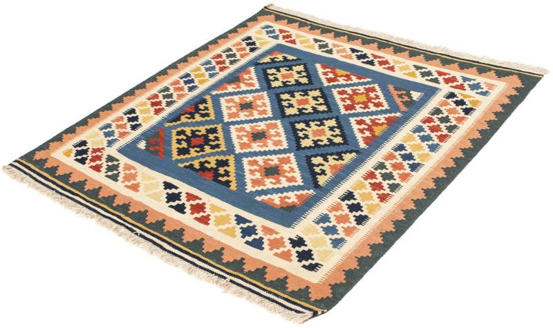 morgenland Wollteppich »Kelim - Oriental quadratisch - 106 x 102 cm - dunkelblau«, quadratisch, Wohnzimmer, Einzelstück von morgenland