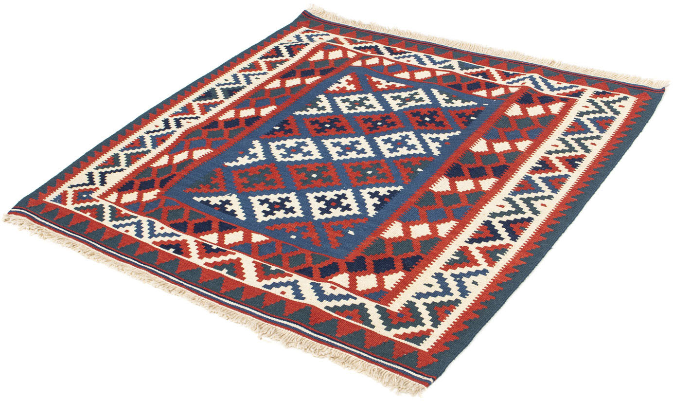 morgenland Wollteppich »Kelim - Oriental quadratisch - 106 x 103 cm - dunkelblau«, quadratisch, Wohnzimmer, Einzelstück von morgenland