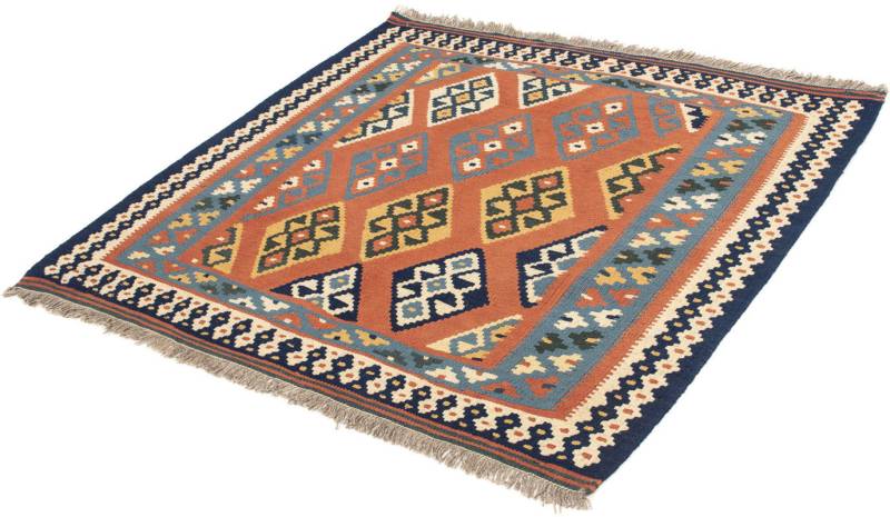 morgenland Wollteppich »Kelim - Oriental quadratisch - 107 x 103 cm - rost«, quadratisch, 6 mm Höhe, Wohnzimmer, Einzelstück von morgenland