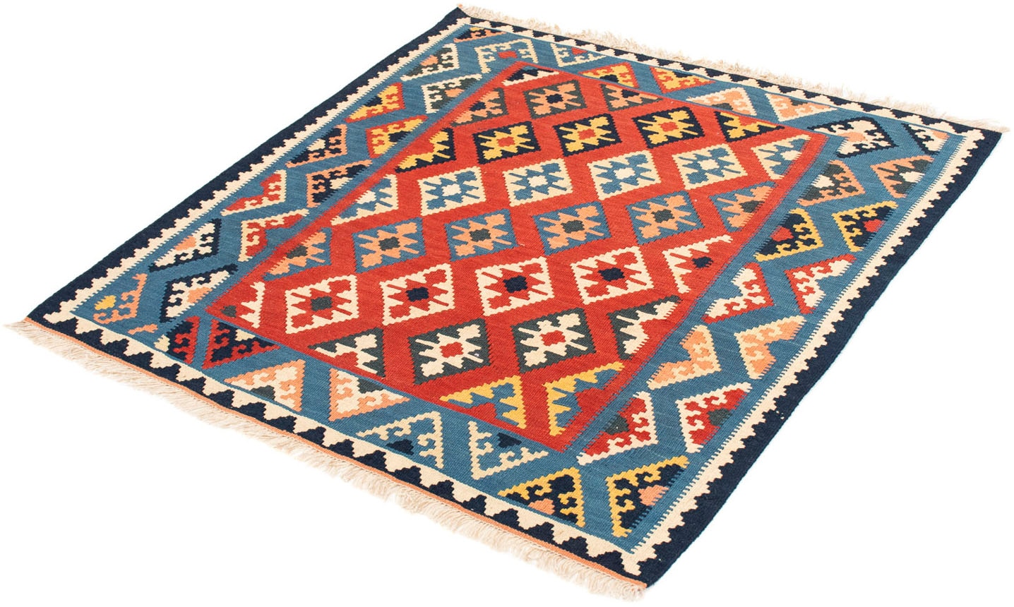 morgenland Wollteppich »Kelim - Oriental quadratisch - 114 x 102 cm - dunkelrot«, quadratisch, 6 mm Höhe, Wohnzimmer, Einzelstück von morgenland