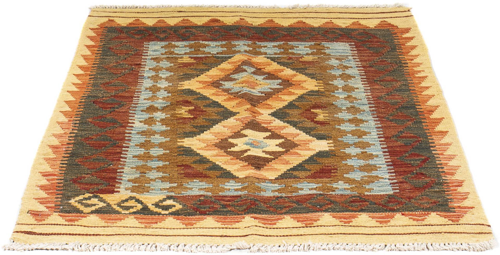 morgenland Wollteppich »Kelim - Splash - 115 x 96 cm - beige«, rechteckig, Wohnzimmer, Einzelstück von morgenland