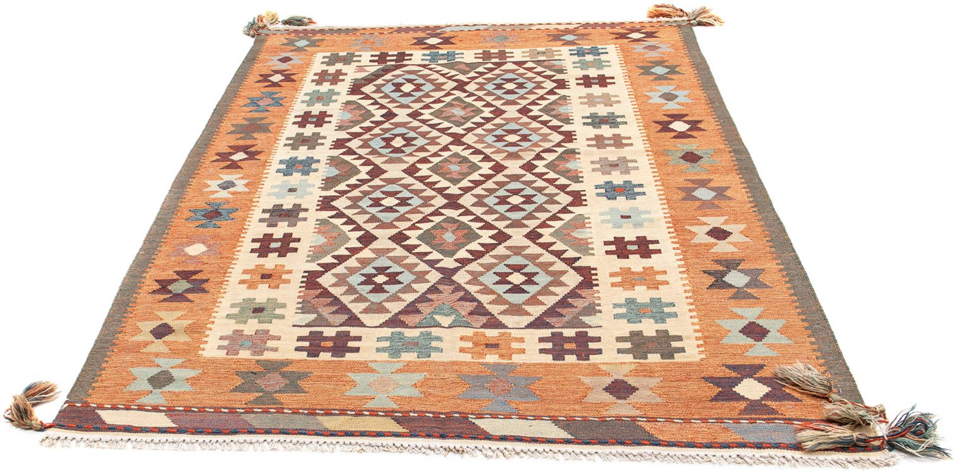 morgenland Wollteppich »Kelim - Trendy - 203 x 146 cm - mehrfarbig«, rechteckig, Wohnzimmer, Einzelstück von morgenland