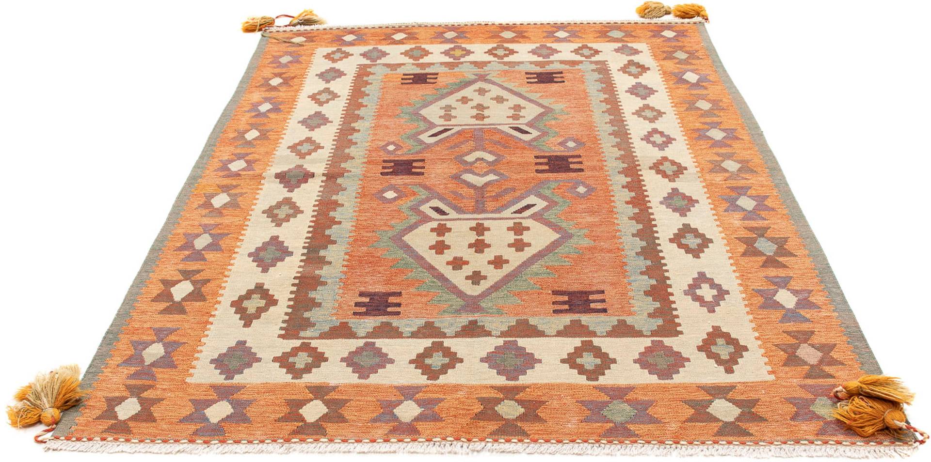 morgenland Wollteppich »Kelim - Trendy - 203 x 150 cm - mehrfarbig«, rechteckig, Wohnzimmer, Einzelstück von morgenland