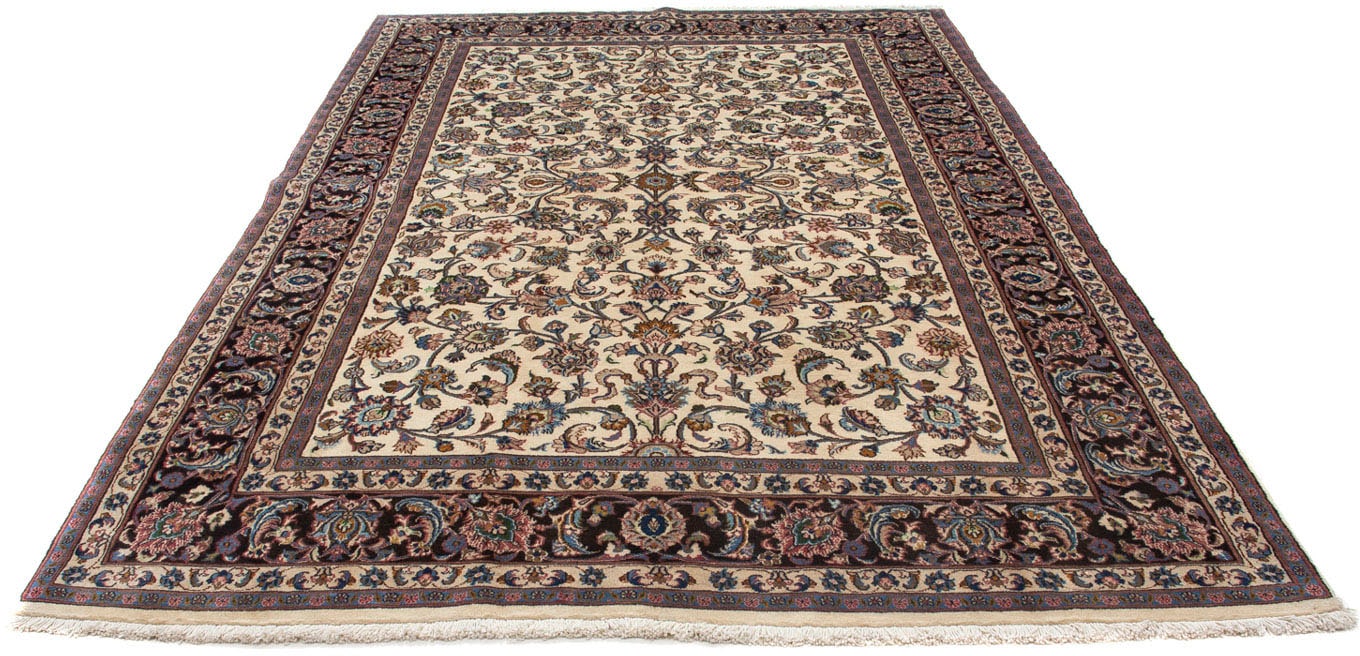 morgenland Wollteppich »Maschad Blumenmuster Beige 288 x 191 cm«, rechteckig, Unikat mit Zertifikat von morgenland