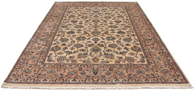 morgenland Wollteppich »Maschad Blumenmuster Beige 295 x 197 cm«, rechteckig, Unikat mit Zertifikat von morgenland