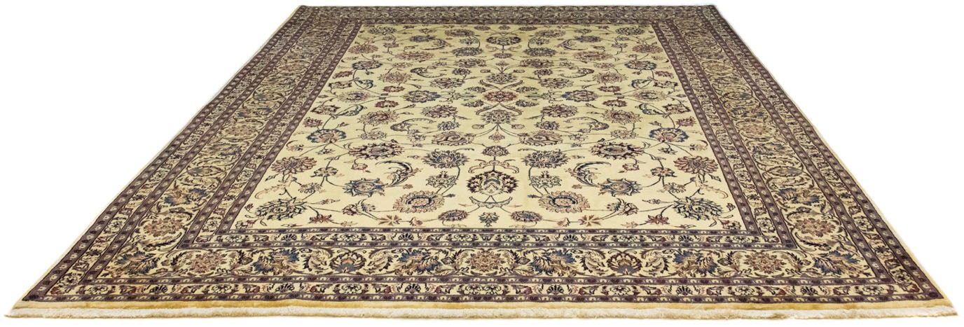 morgenland Wollteppich »Maschad Durchgemustert Beige chiaro 343 x 244 cm«, rechteckig, Unikat mit Zertifikat von morgenland