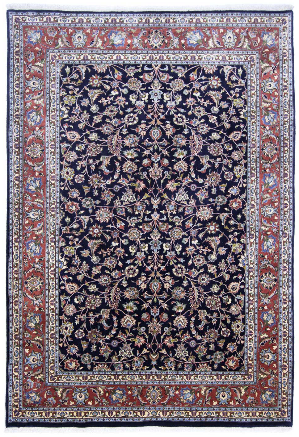 morgenland Wollteppich »Maschad Durchgemustert Blu scuro 278 x 198 cm«, rechteckig, 10 mm Höhe, Unikat mit Zertifikat von morgenland