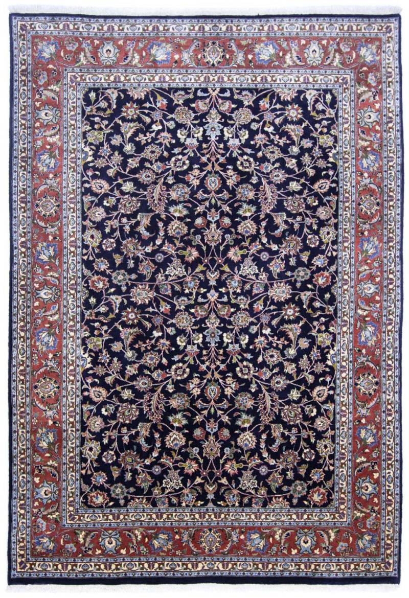 morgenland Wollteppich »Maschad Durchgemustert Blu scuro 278 x 198 cm«, rechteckig, 10 mm Höhe, Unikat mit Zertifikat von morgenland