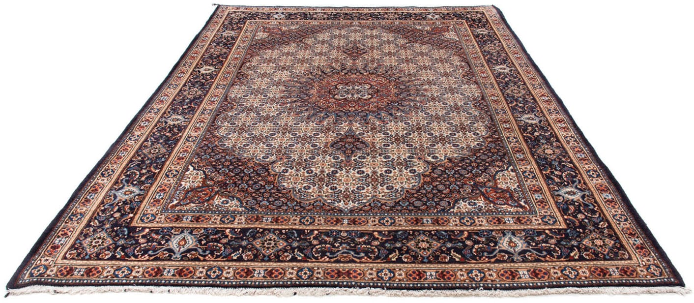 morgenland Wollteppich »Moud Medaillon Blu scuro 298 x 206 cm«, rechteckig, Unikat mit Zertifikat von morgenland