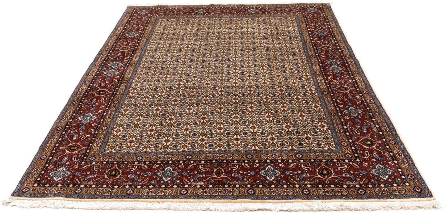 morgenland Wollteppich »Moud Stark Gemustert Beige 196 x 148 cm«, rechteckig, Unikat mit Zertifikat von morgenland