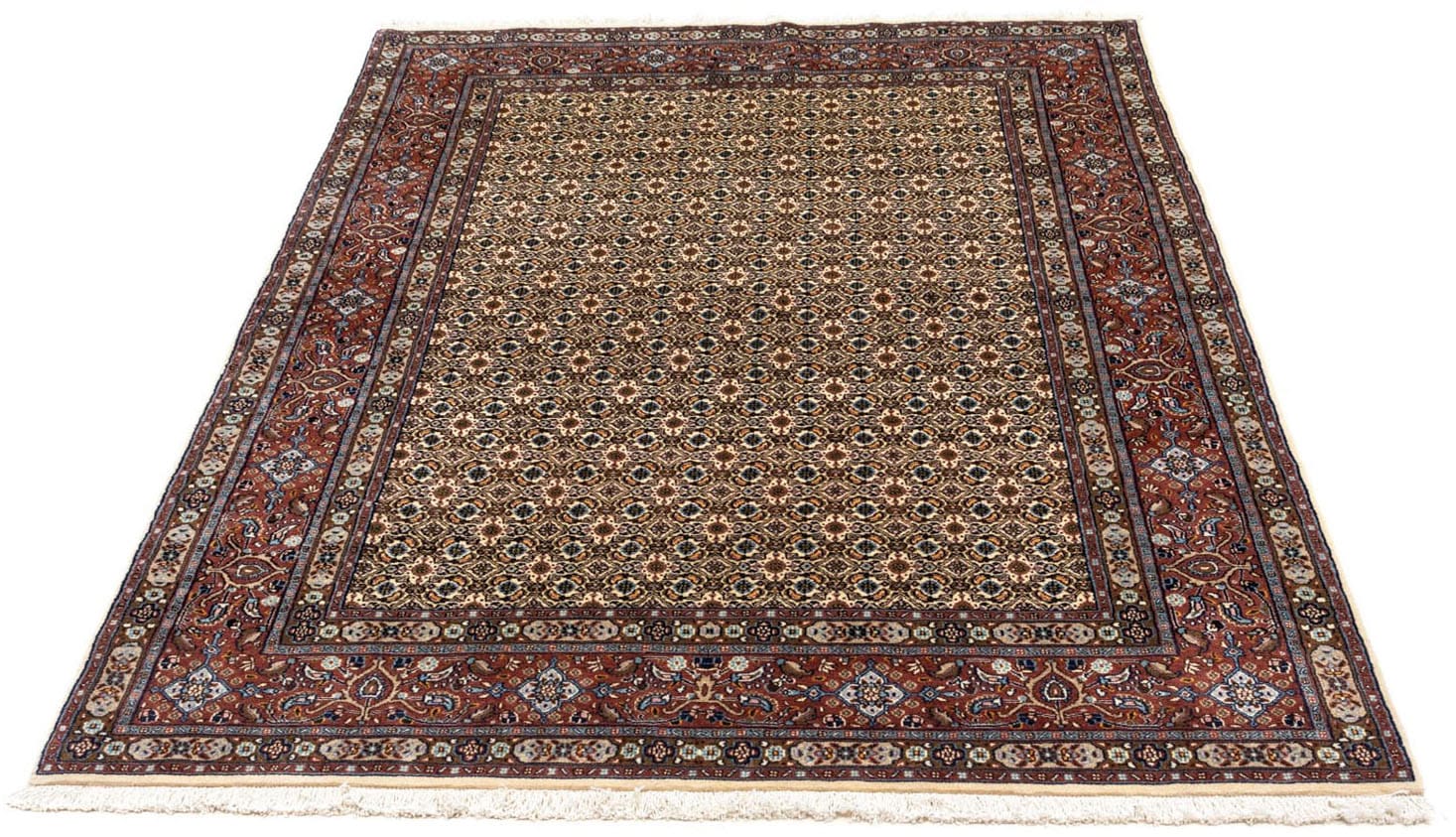 morgenland Wollteppich »Moud Stark Gemustert Beige 348 x 245 cm«, rechteckig, Unikat mit Zertifikat von morgenland