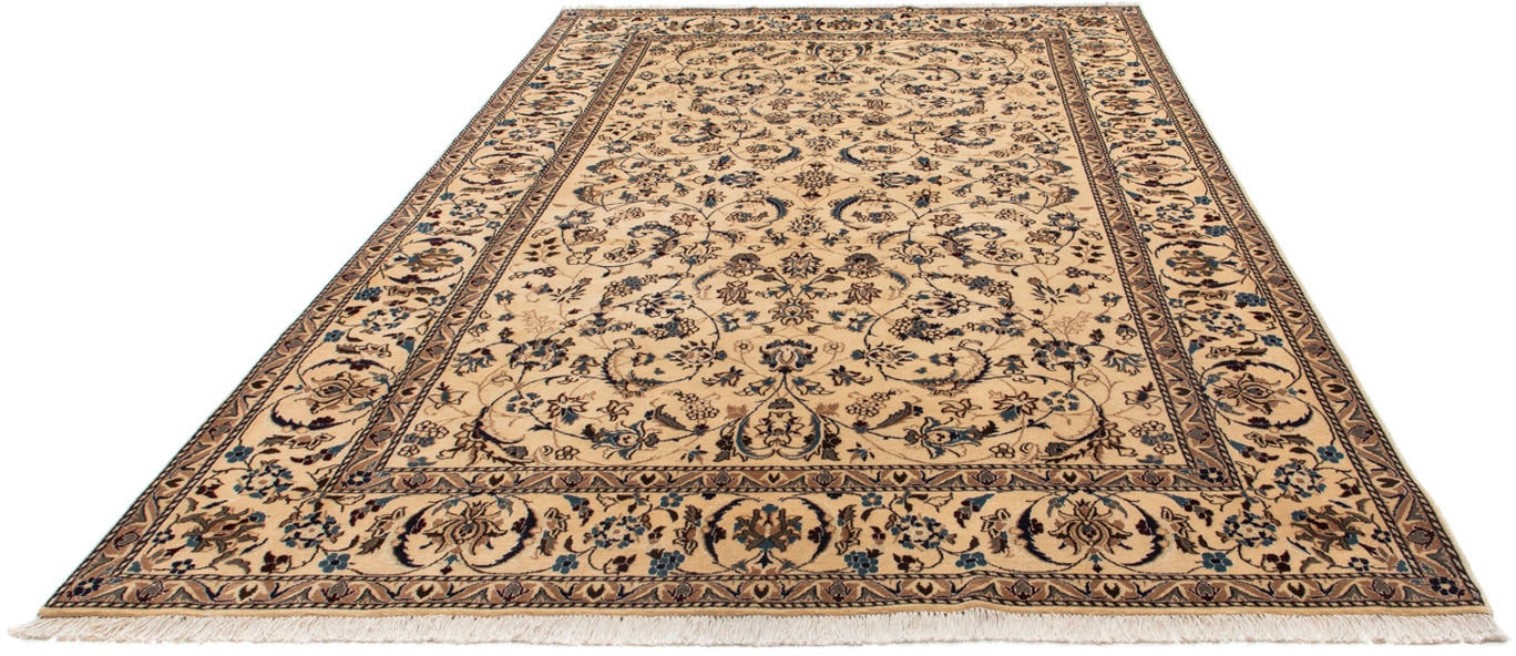 morgenland Wollteppich »Nain 9la Blumenmuster Beige 297 x 200 cm«, rechteckig, Unikat mit Zertifikat von morgenland