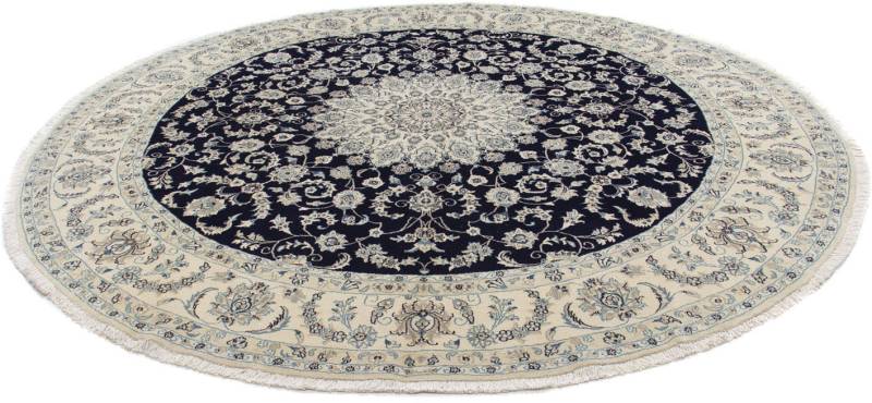 morgenland Wollteppich »Nain - 9la Blumenmuster Blu scuro 90 x 60 cm«, rechteckig, 6 mm Höhe, Handgeknüpft von morgenland