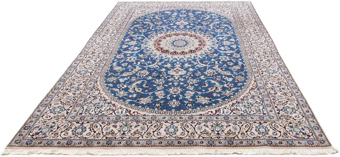 morgenland Wollteppich »Nain 9la Medaillon Blu 302 x 198 cm«, rechteckig, Unikat mit Zertifikat von morgenland