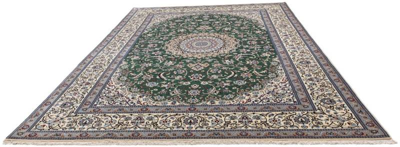 morgenland Wollteppich »Nain 9la Medaillon Verde scuro 354 x 245 cm«, rechteckig, 6 mm Höhe, Unikat mit Zertifikat von morgenland