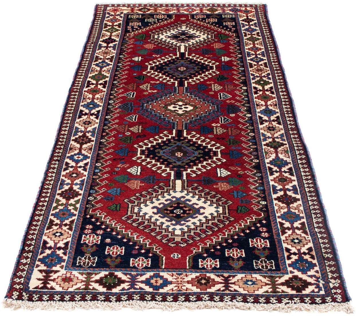 morgenland Wollteppich »Nain Blumenmuster Blu scuro 134 x 69 cm«, rechteckig, Handgeknüpft von morgenland