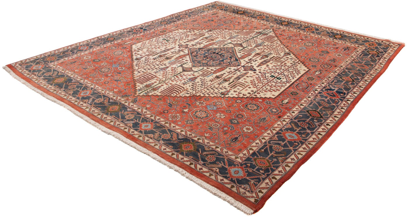 morgenland Wollteppich »Nain Medaillon Blu scuro 350 x 243 cm«, rechteckig, Unikat mit Zertifikat von morgenland