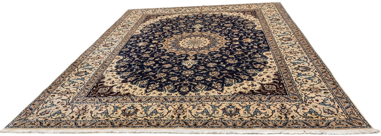 morgenland Wollteppich »Nain Medaillon Blu scuro 350 x 258 cm«, rechteckig, Unikat mit Zertifikat von morgenland