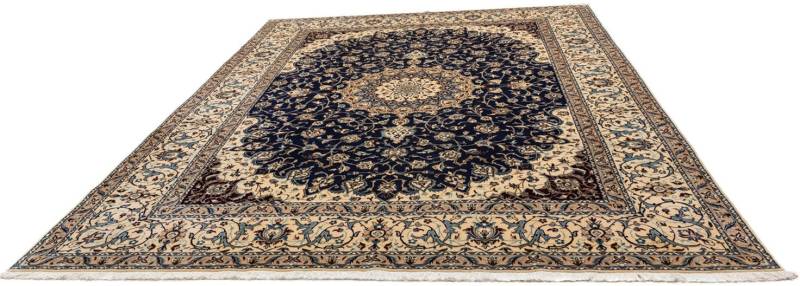 morgenland Wollteppich »Nain Medaillon Blu scuro 350 x 258 cm«, rechteckig, 10 mm Höhe, Unikat mit Zertifikat von morgenland