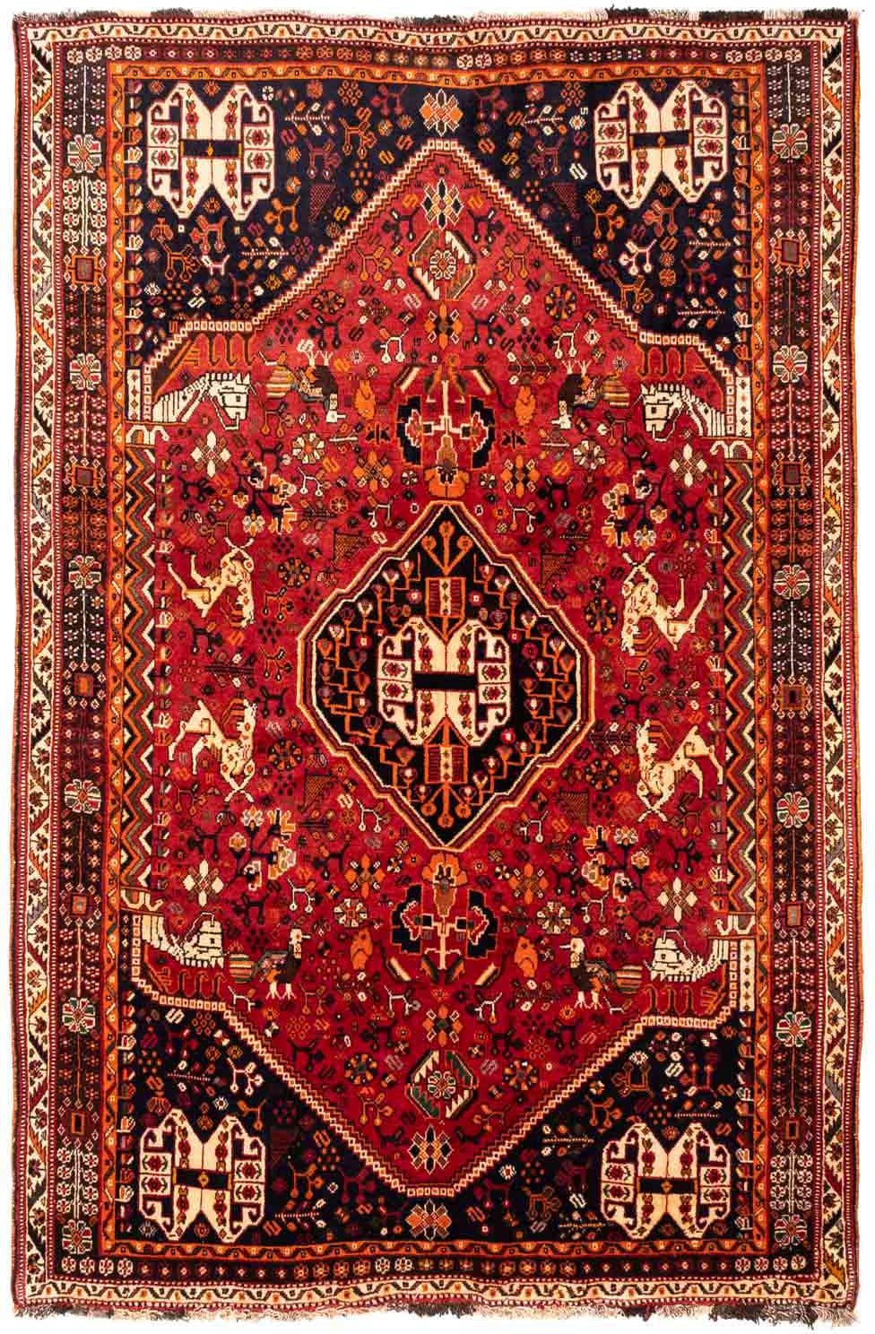 morgenland Wollteppich »Shiraz Medaillon 251 x 168 cm«, rechteckig, 1 mm Höhe, Unikat mit Zertifikat von morgenland