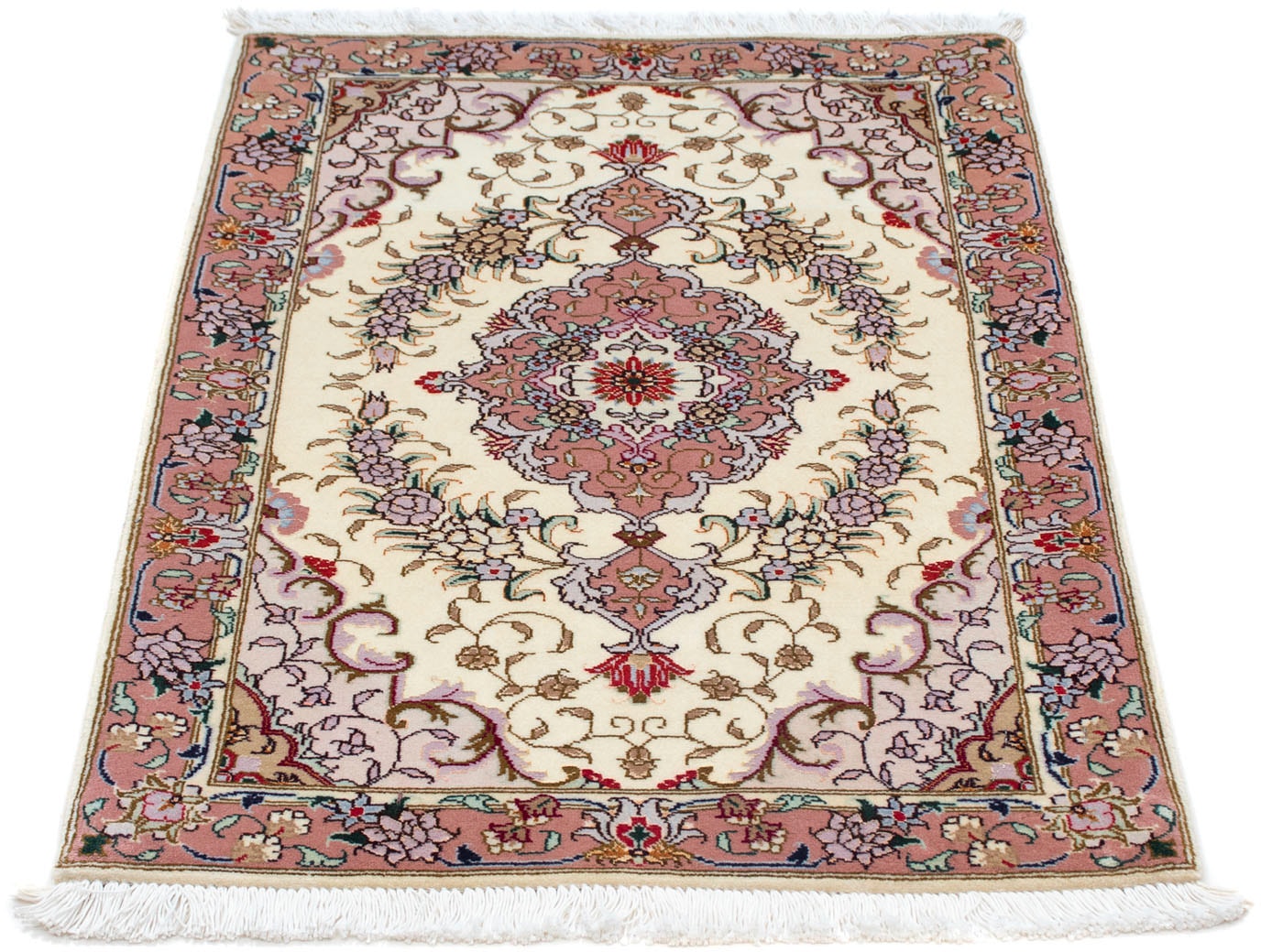 morgenland Wollteppich »Täbriz - 50 Raj Blumenmuster Blu scuro 90 x 61 cm«, rechteckig, 8 mm Höhe, Handgeknüpft von morgenland