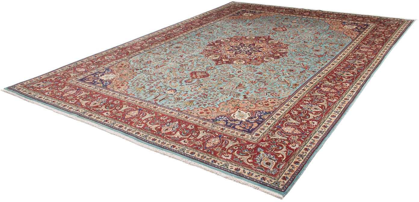 morgenland Wollteppich »Täbriz - 50 Raj Medaillon Blu scuro 295 x 200 cm«, rechteckig, Unikat mit Zertifikat von morgenland