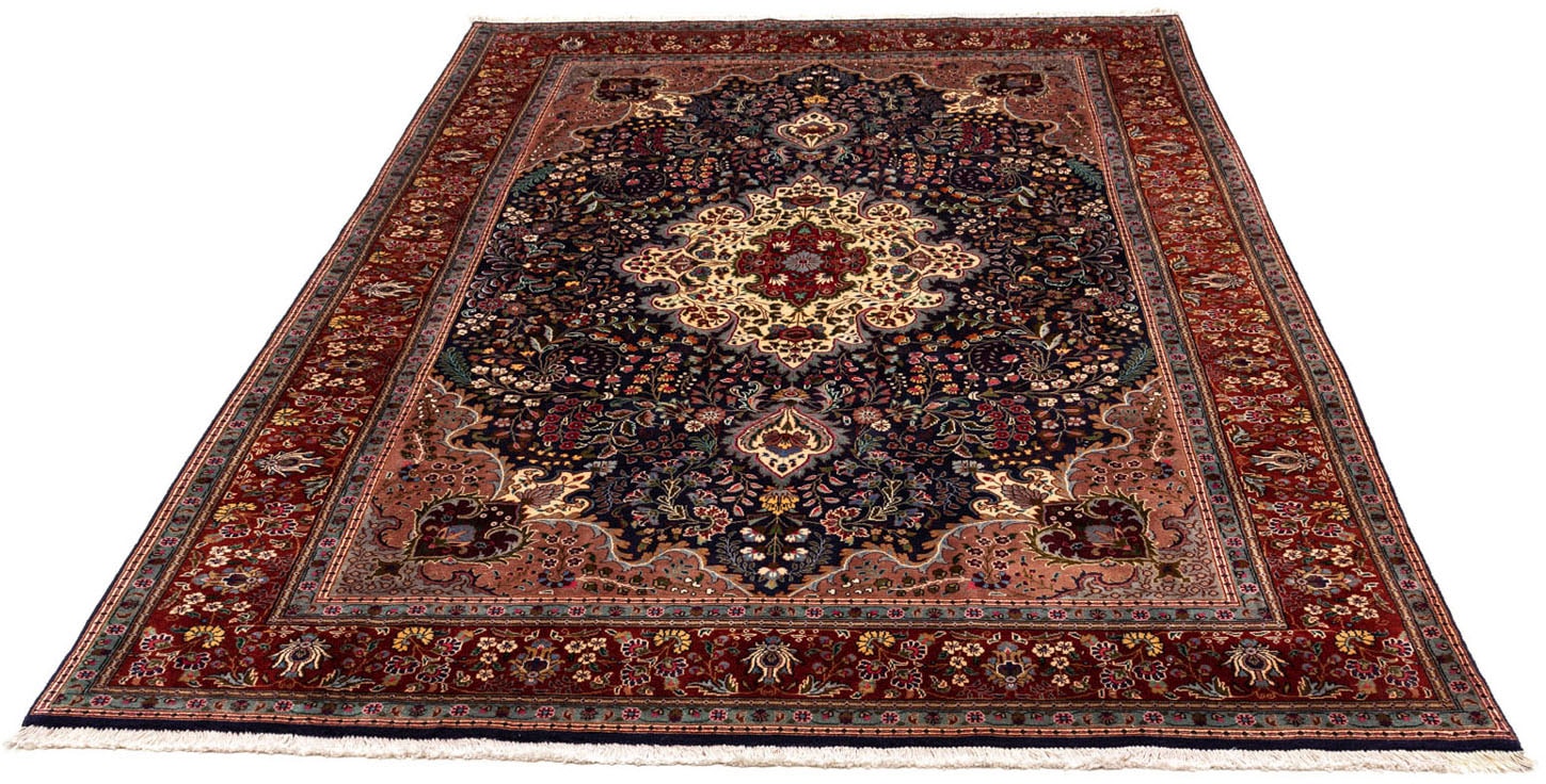 morgenland Wollteppich »Täbriz - 50 Raj Medaillon Blu scuro 342 x 246 cm«, rechteckig, Unikat mit Zertifikat von morgenland