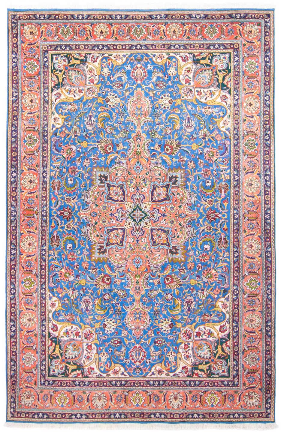 morgenland Wollteppich »Täbriz Medaillon Blu 308 x 197 cm«, rechteckig, Unikat mit Zertifikat von morgenland