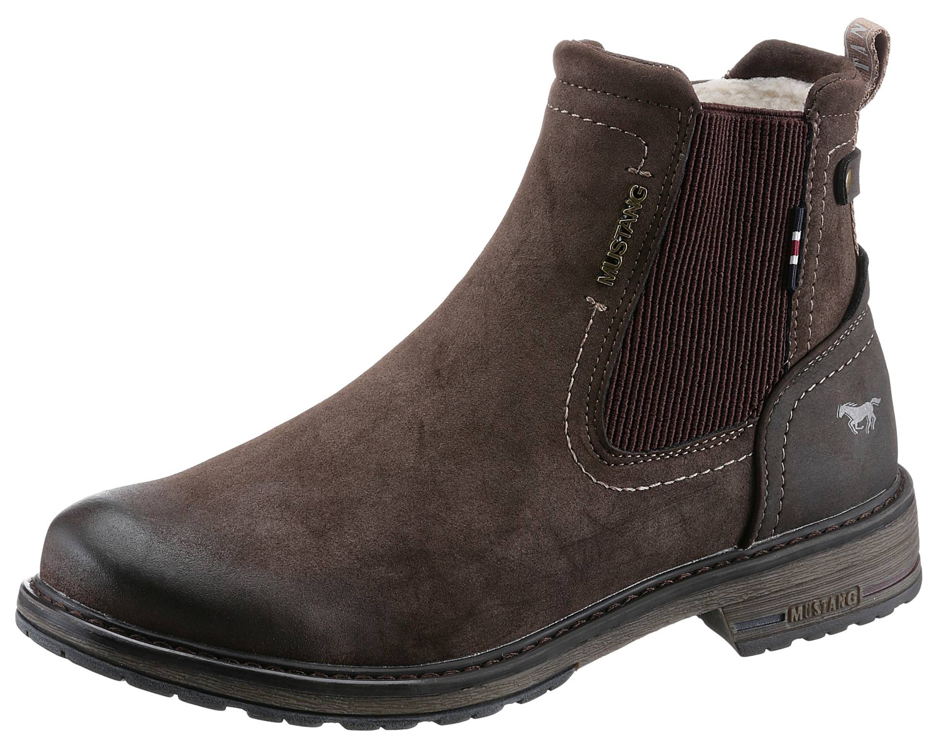 Mustang Shoes Chelseaboots, Schlupfboots, Stiefelette, Blockabsatz, seitlicher Stretcheinsatz Mustang Shoes Chelseaboots, Schlupfboots, Stiefelette, Blockabsatz, seitlicher Stretcheinsatz von mustang shoes