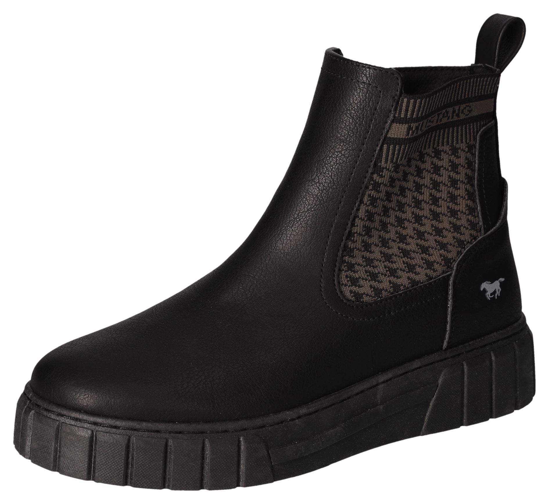 Mustang Shoes Plateaustiefelette, Reissverschluss-Stiefelette mit elastischem Strick-Einsatz aussen von mustang shoes