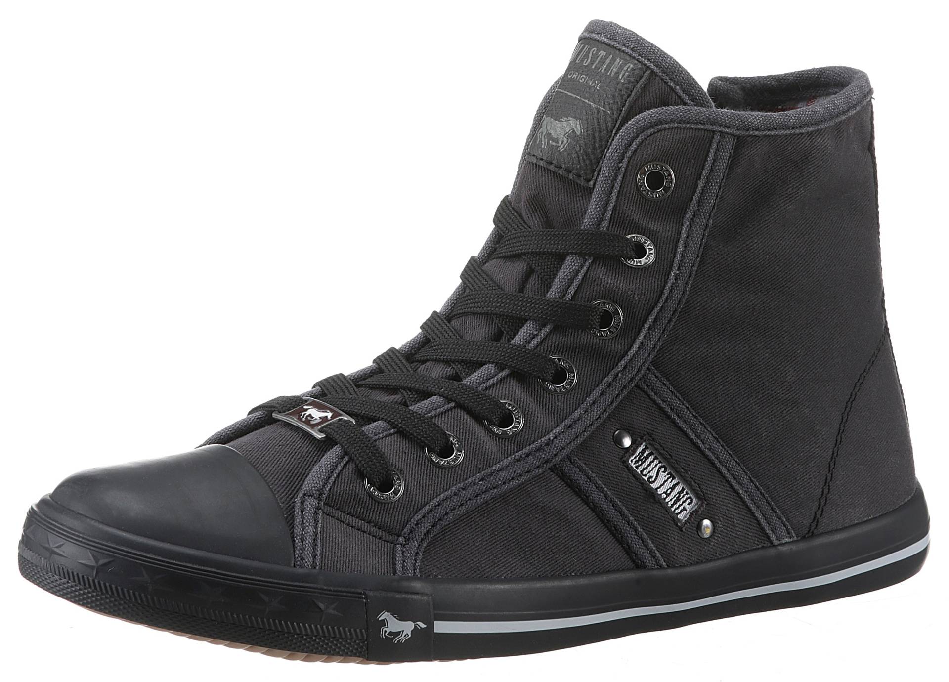 Mustang Shoes Sneaker, High Top-Sneaker, Schnürschuh mit Label in der Laufsohle von mustang shoes