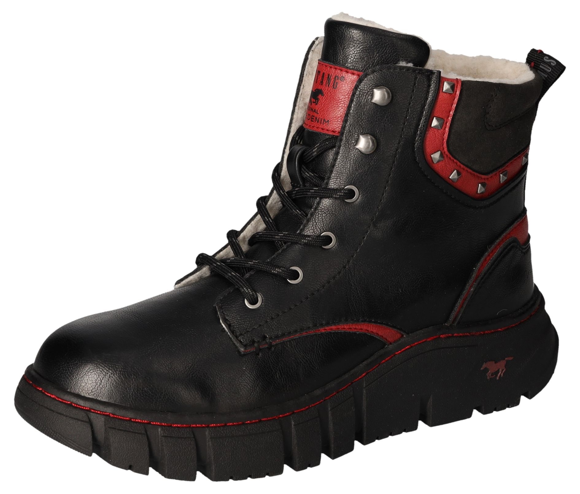 Mustang Shoes Winterboots, Plateau, Schnürboots, Stiefelette mit Kontrastbesatz und -naht von mustang shoes