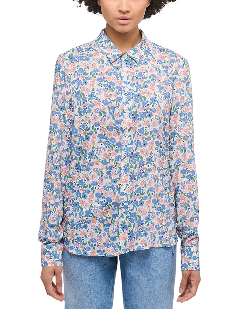 MUSTANG Klassische Bluse »Style Emma Floral Turnup« von mustang