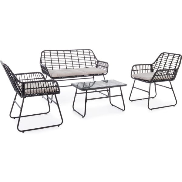 Gartenlounge Burrel schwarz (4er-Set) von mutoni lifestyle