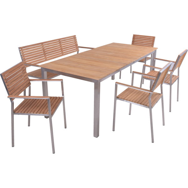 Garten Essgruppe Dallas Teak natur silber (6-tlg) von mutoni pleasure