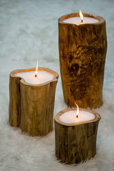 Baum-Kerzen im Recyclingholz 25x35 (3er-Set) von mutoni vintage