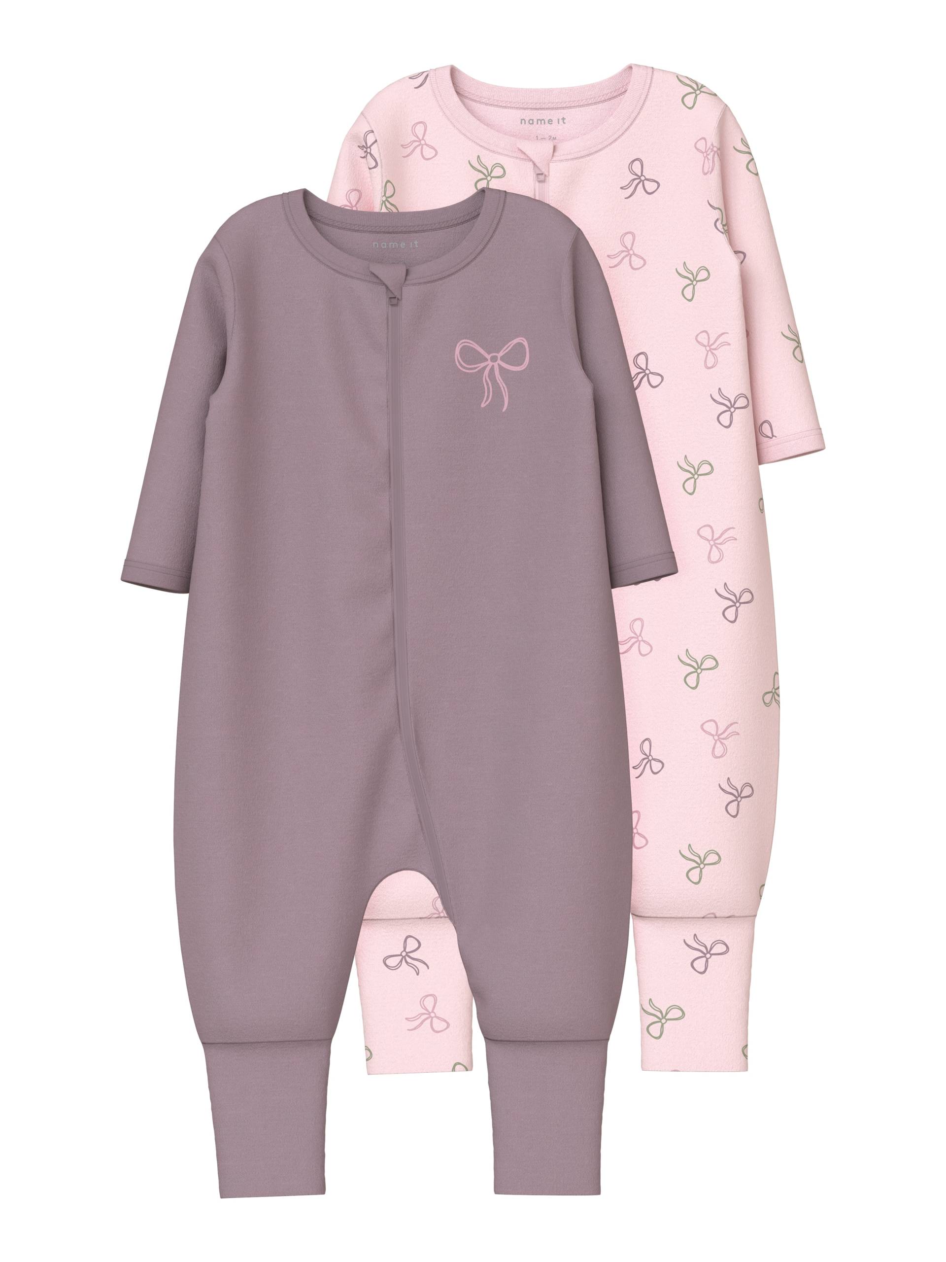 Name It Hausanzug »NBFNIGHTSUIT 2P ZIP FF PINK BOW NOOS«, (Packung, 2 tlg.) von name it