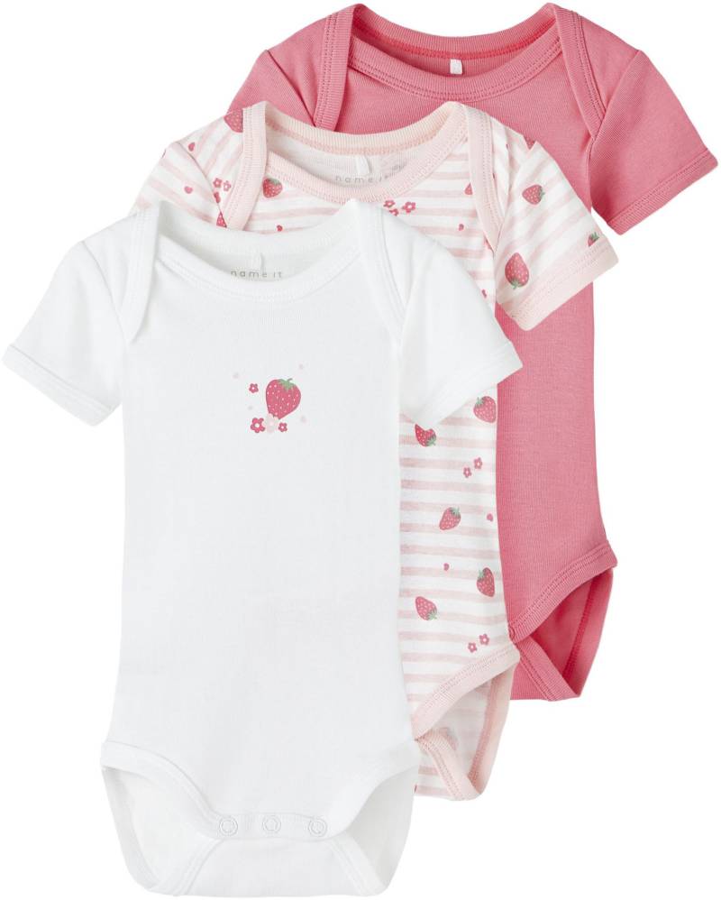 Name It Kurzarmbody »NBFBODY 3P SS STRAWBERRY NOOS« von name it