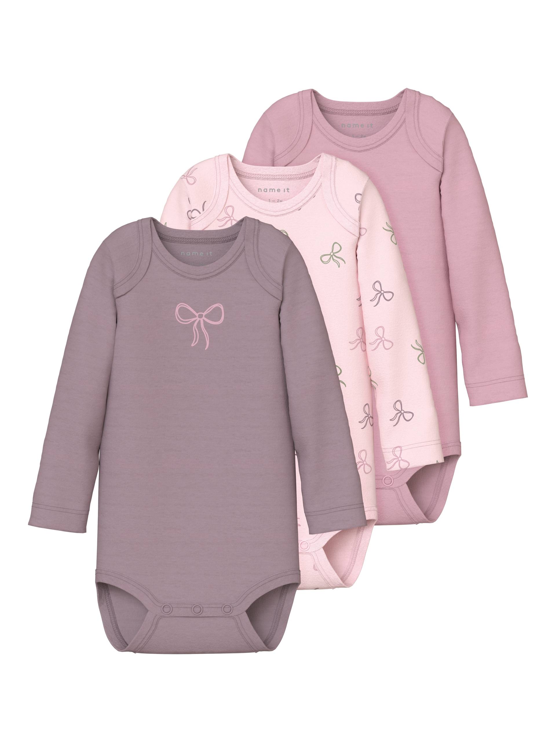 Name It Langarmbody »NBFBODY 3P LS BARELY PINK BOW NOOS« von name it