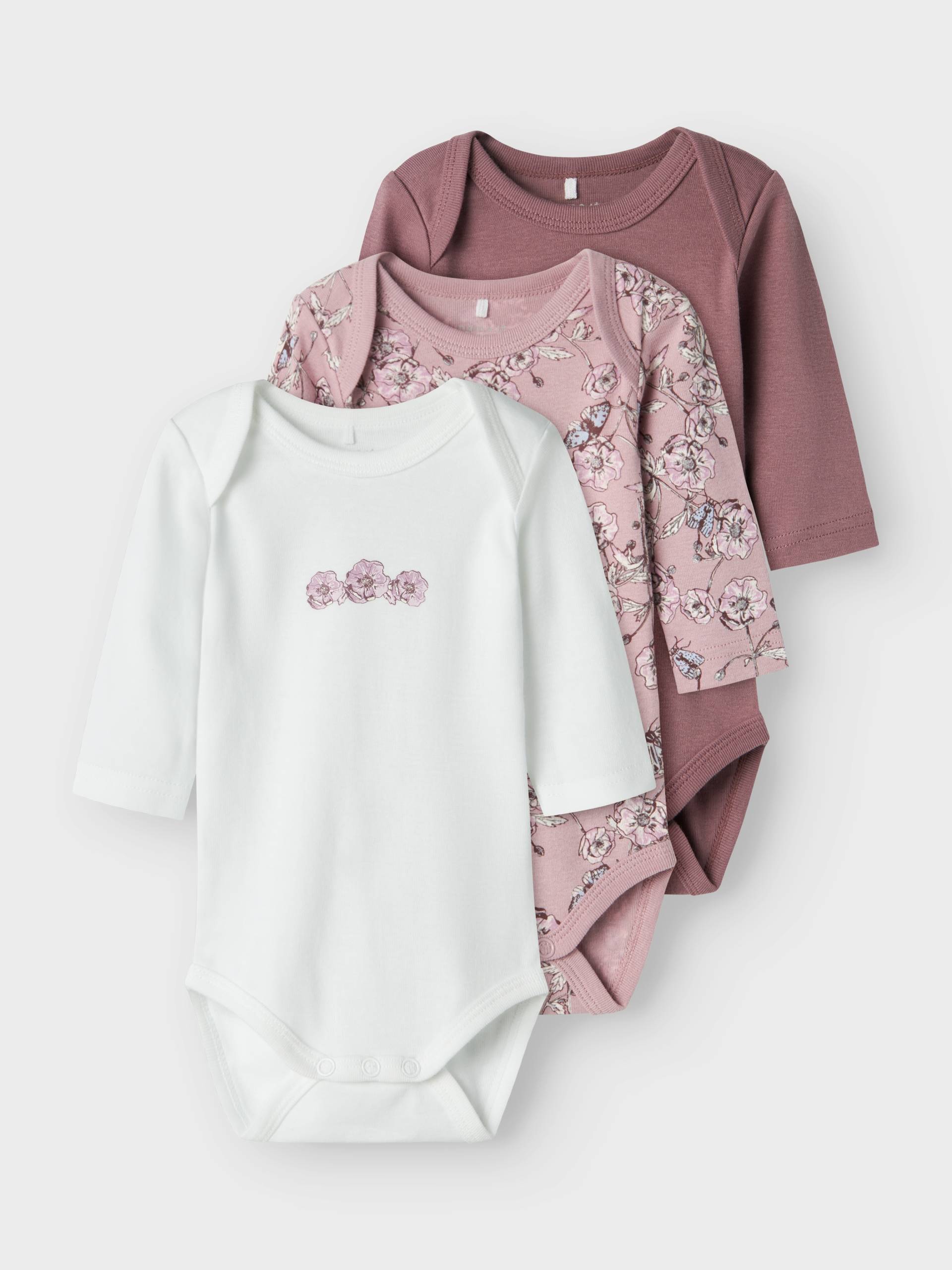 Name It Langarmbody »NBFBODY 3P LS GRAPE FLOWER NOOS« von name it