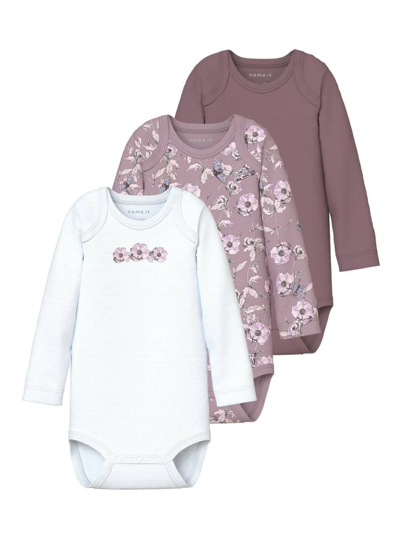 Name It Langarmbody »NBFBODY 3P LS GRAPE FLOWER NOOS« von name it