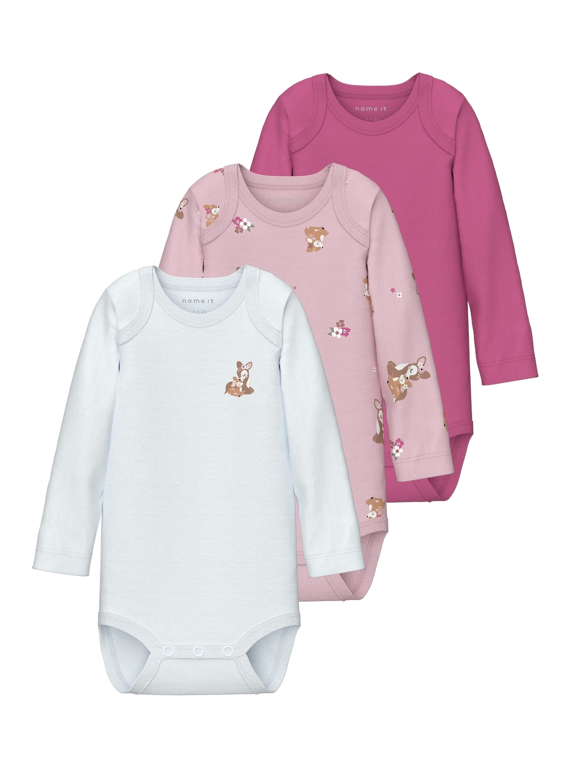 Name It Langarmbody »NBFBODY 3P LS IBIS ROSE DEER NOOS« von name it