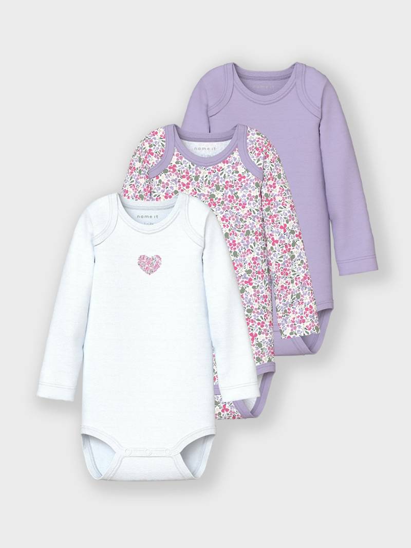 Name It Langarmbody »NBFBODY 3P LS LILAC PETIT FLOWER NOOS« von name it