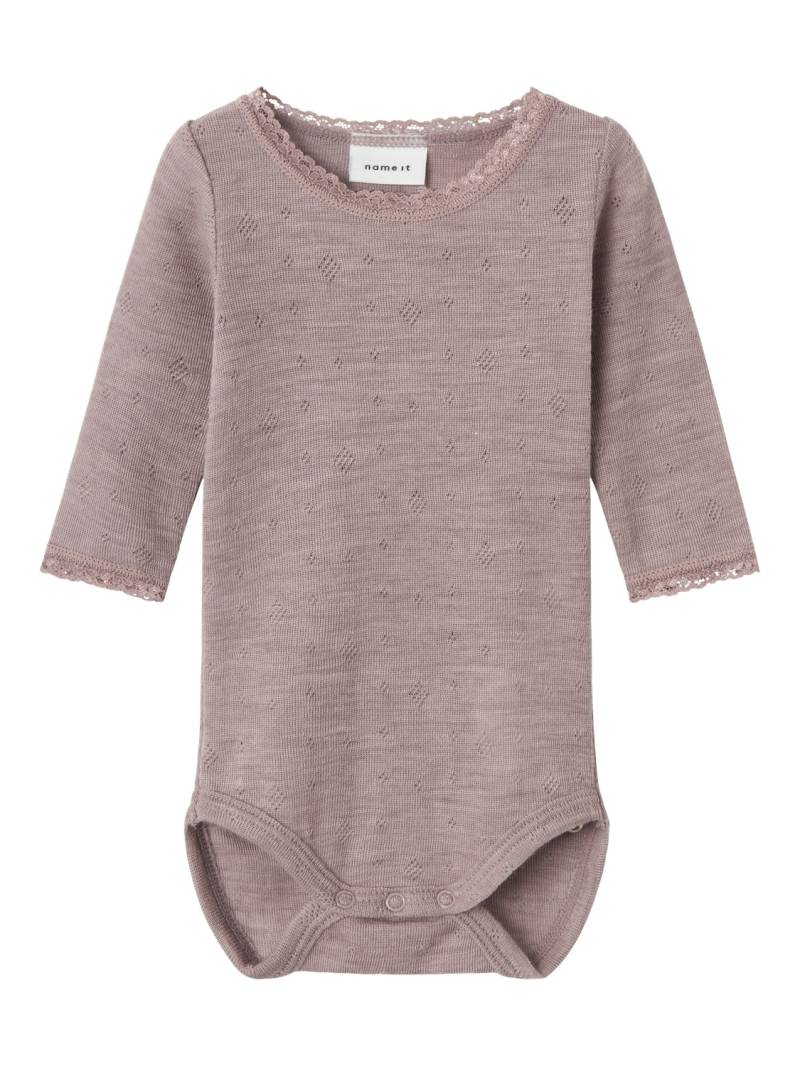 Name It Langarmbody »NBFWANG WOOL NEEDLE LS BODY SOLID NOOS«, aus reiner Merinowolle von name it