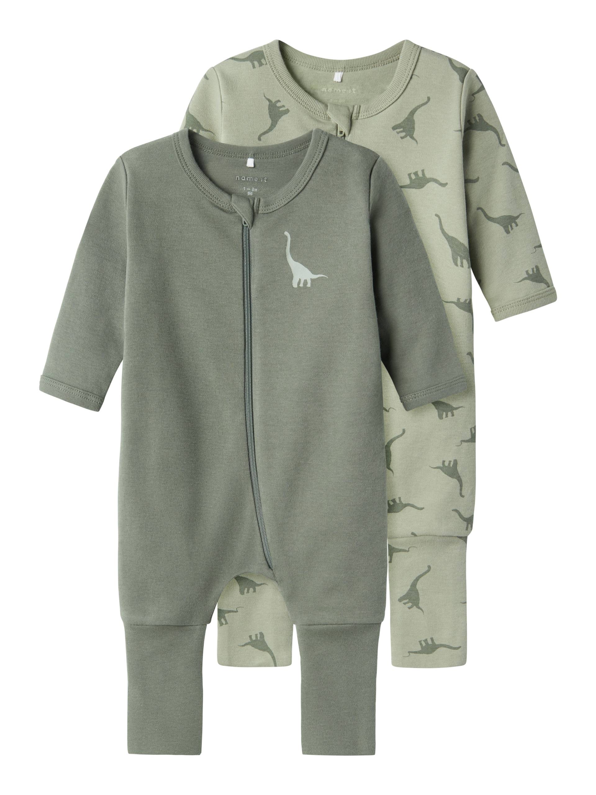 Name It Schlafanzug »NBMNIGHTSUIT 2P ZIP FF GREEN DINO NOOS«, (Packung, 2 tlg.) von name it