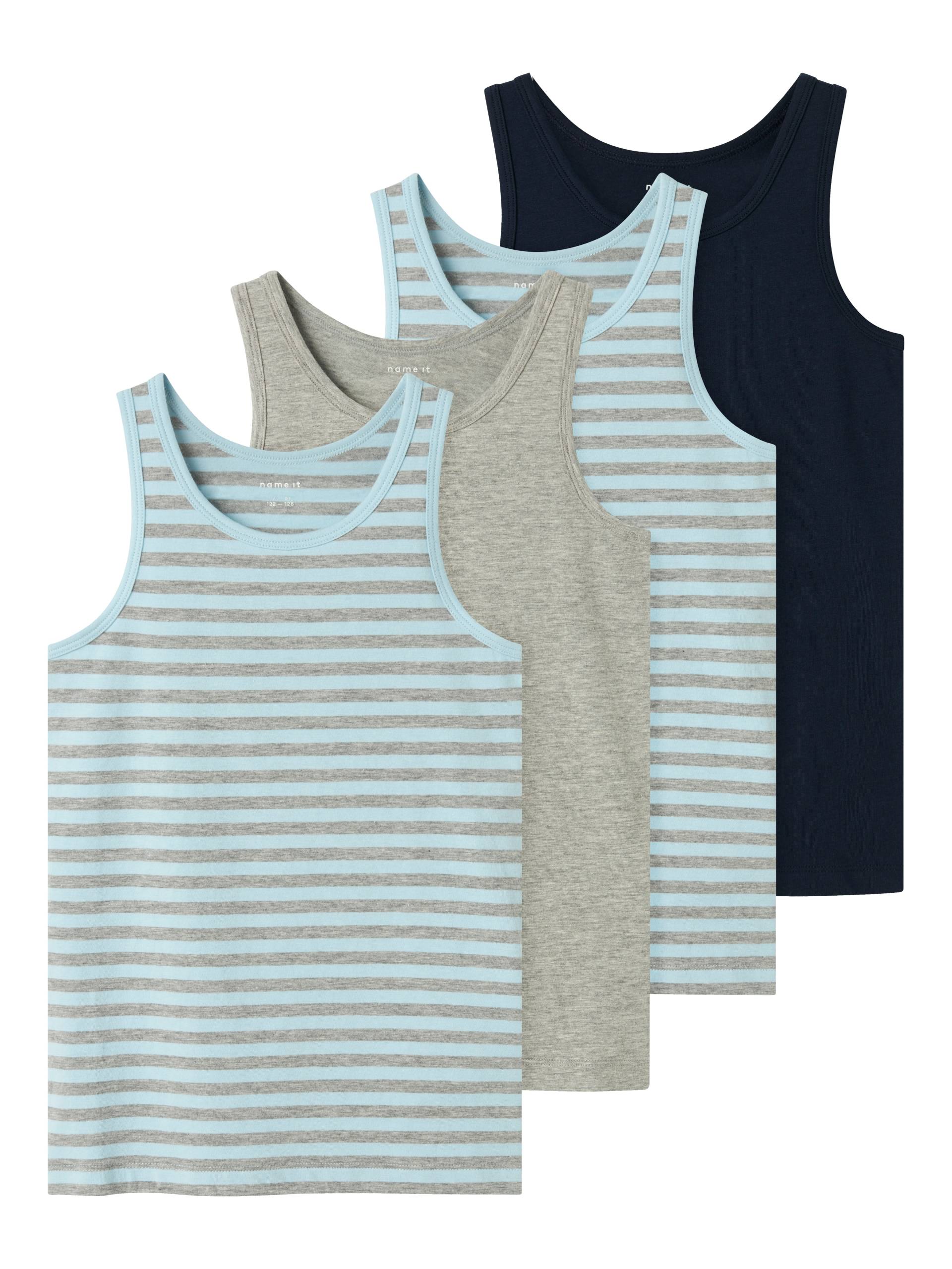 Name It Unterhemd »NKMTANK TOP 4P AQUAMARINE Y/D NOOS«, (Packung, 4 St.) von name it