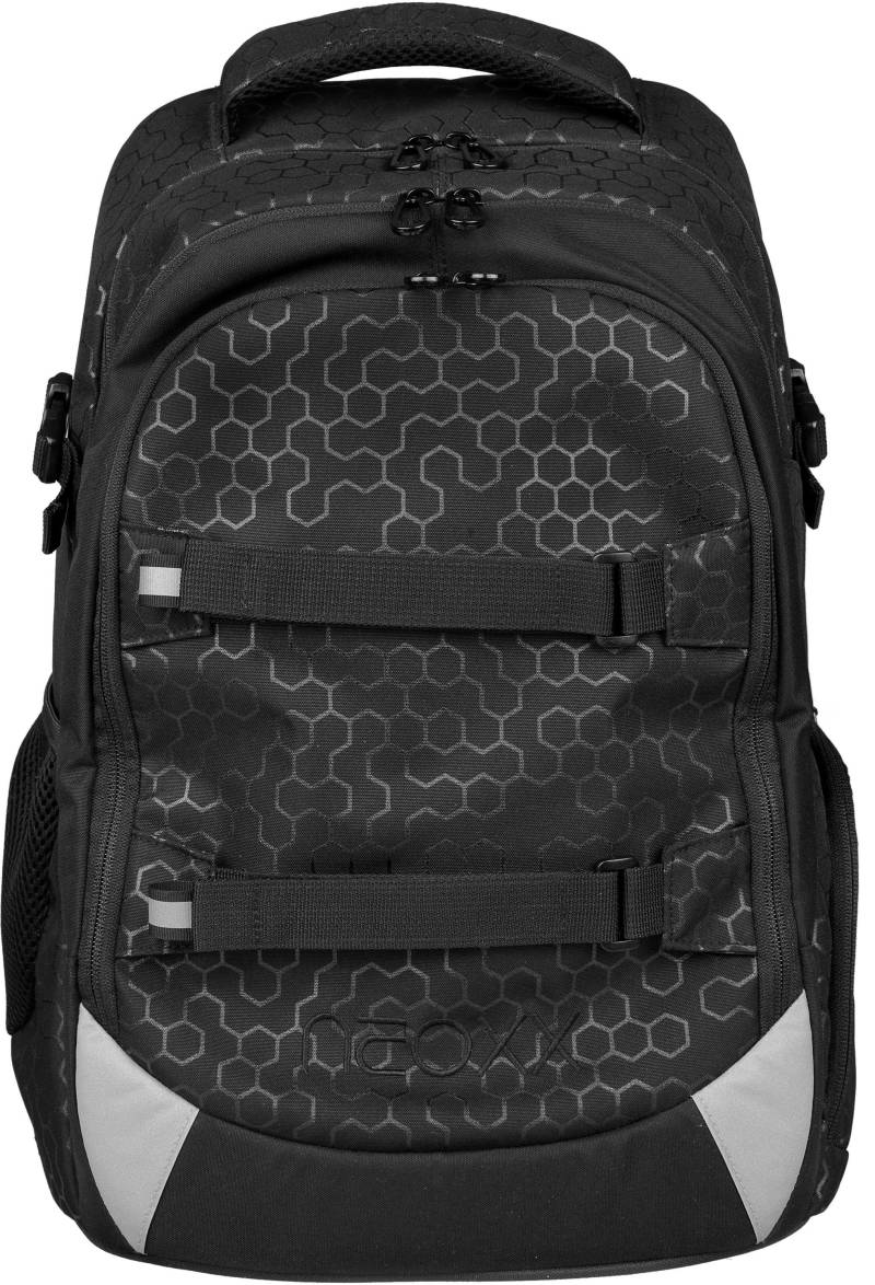 neoxx Schulrucksack »Active, Lost in black«, reflektierende Details, aus recycelten PET-Flaschen von neoxx